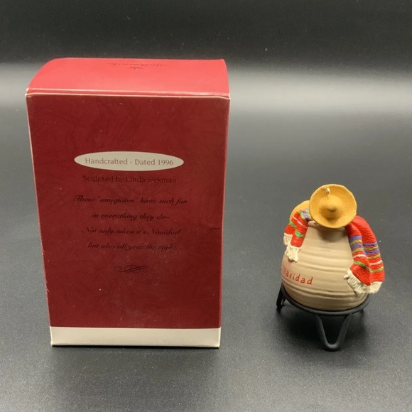 1996 Hallmark Keepsake Ornament Feliz Navidad Mice Mouse Pottery Sombrero - Picture 7 of 7